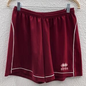 Errea Maroon Wine Red White Drawstring Elastic Waist Athletic Sports Shorts